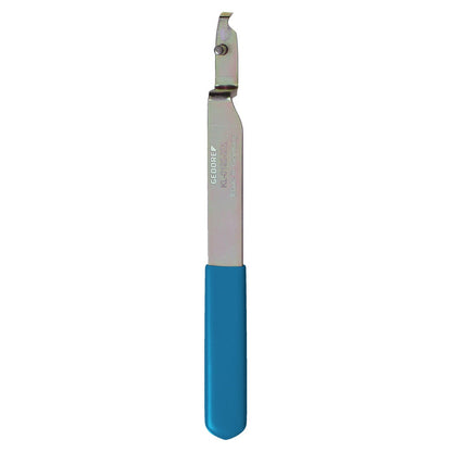 KL-0192-202 - Gancho: Gancho metálico con punta curvada y mango largo azul