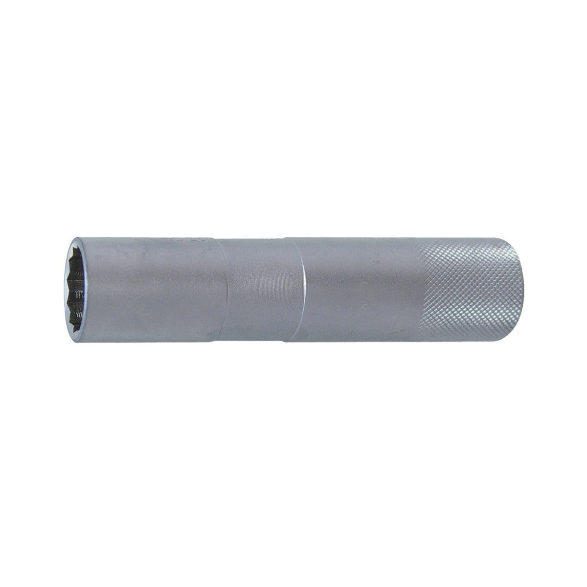 KL-0127-43 - Llave de vaso para bujías SW14, 12 puntas: Vaso largo de 12 puntas con superficie moleteada en el extremo