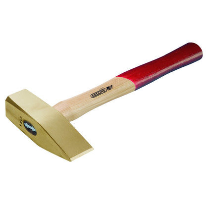 Martillo cincelador 1300 g AC: Martillo de cabeza dorada y mango de madera con extremo rojo
