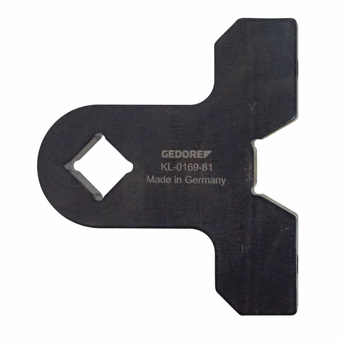 KL-0169-8102 - Mitad de llave con cuadrado: Placa metálica plana con cuadradillo hembra y muescas laterales dentadas
