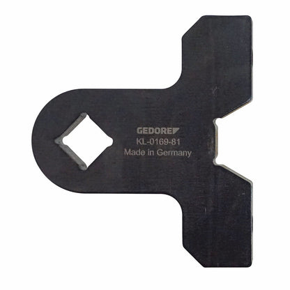 KL-0169-8102 - Mitad de llave con cuadrado: Placa metálica plana con cuadradillo hembra y muescas laterales dentadas