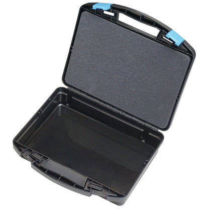 KL-4990-9274 - Maletín de plástico (vacío): Maletín de plástico negro abierto con espuma en la tapa, vacío por dentro