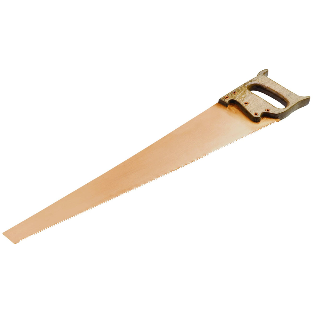 Sierra de mano 700 mm ATEX: Serrucho de hoja larga dentada y mango de madera con remaches