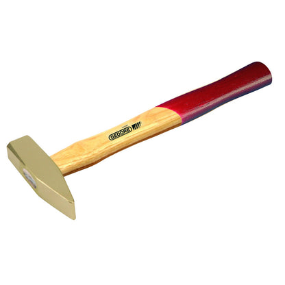 GED1000100S - Martillo montador 100 g ATEX: Martillo de bola con cabeza dorada y mango de madera con puño rojo