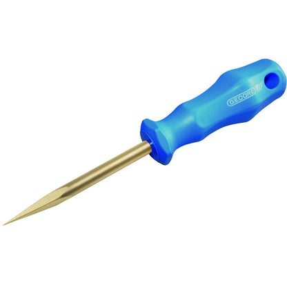 GED0810060S - Punzón cuadrado 100 mm ATEX: Punzón de punta larga con mango ergonómico azul y orificio para colgar