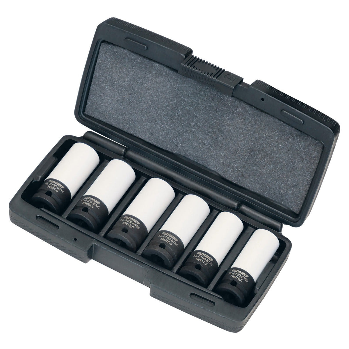 KL-0100-81 K - Kit de destornillador eléctrico, medias tallas, 1/2", 6 piezas: Estuche negro abierto