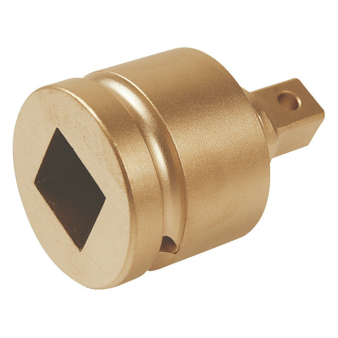 Reductor impacto 1.1/2" - 1": Reductor cilíndrico metálico con cuadradillo hembra grande y macho pequeño con retén