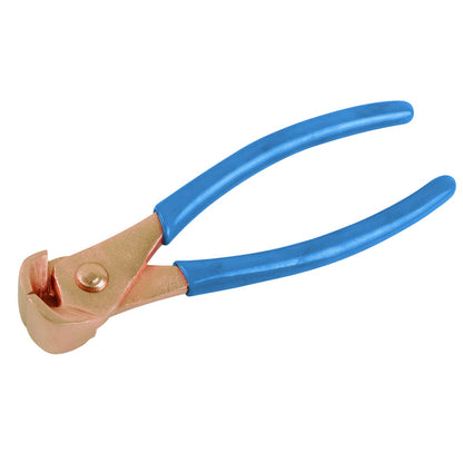 Alic corte frontal 175mm: Alicate de corte frontal, cabeza de cobre y mangos azules