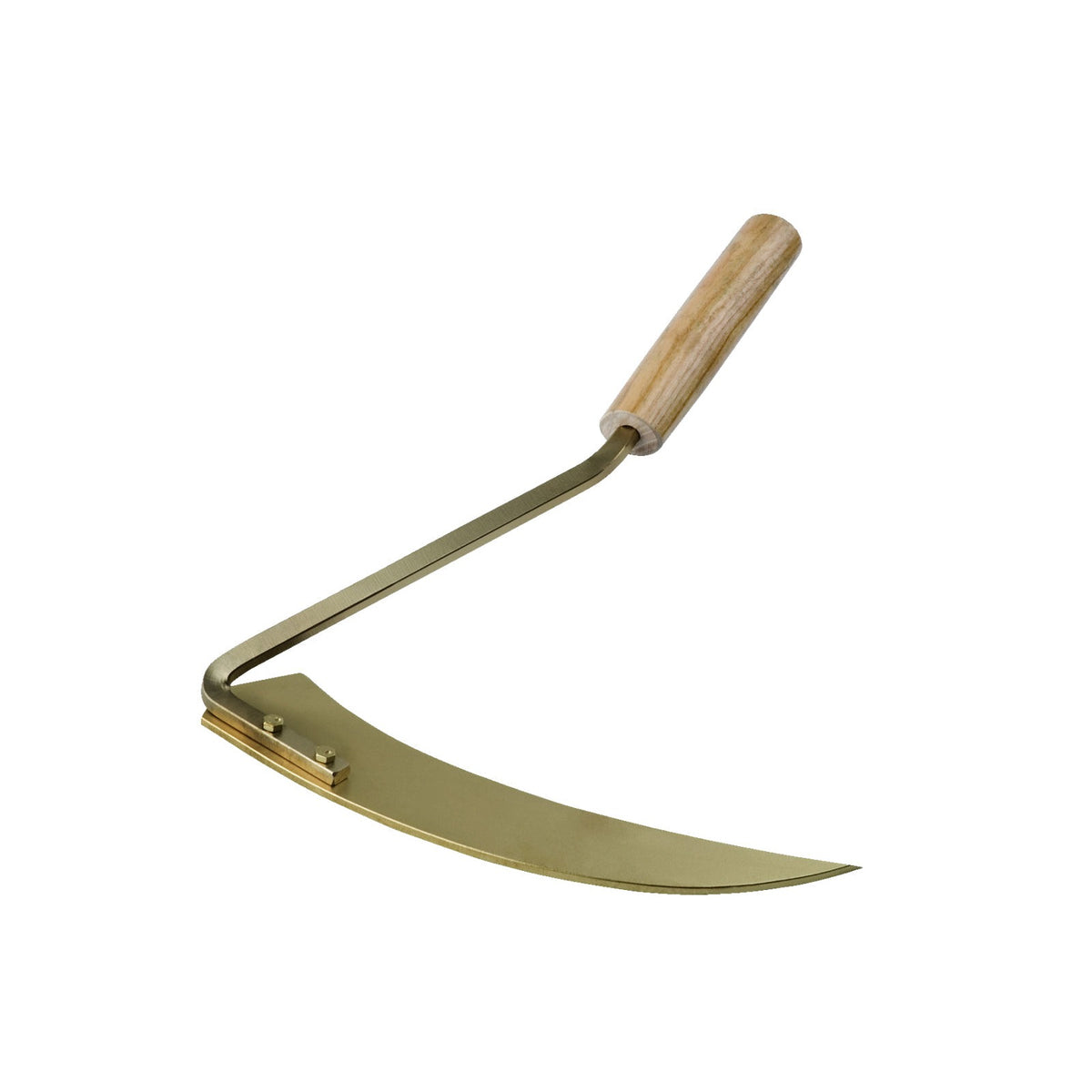 Drepanio 250 mm AntiChispa: Hoja curva metálica con mango de madera y cuello acodado