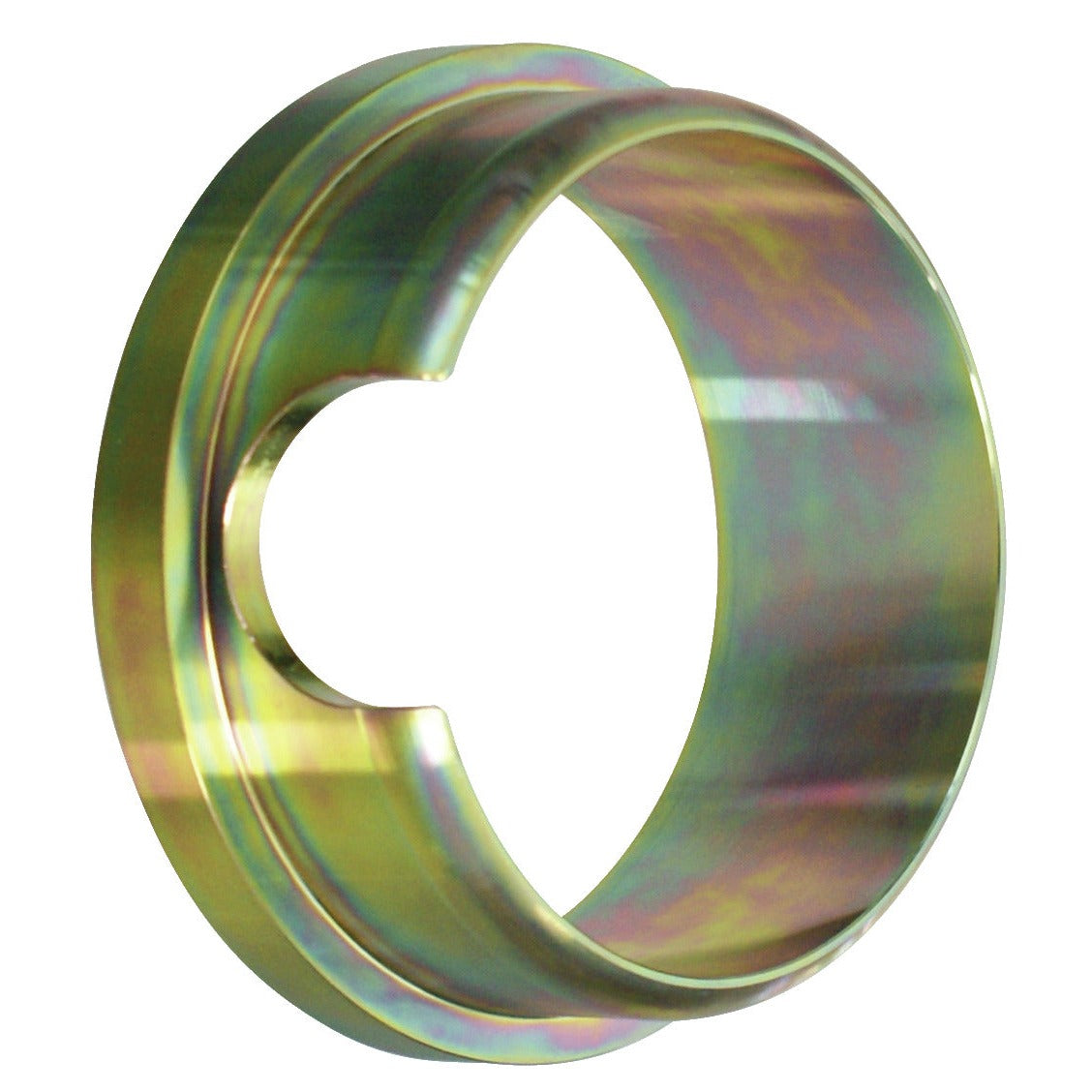 KL-0039-1509 - Anillo adaptador cilíndrico: Anillo metálico hueco con muesca lateral y acabado iridiscente