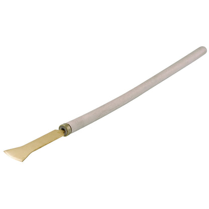 Espátula con mango 600 mm ATEX: Espátula curva de hoja plana dorada y mango de madera largo