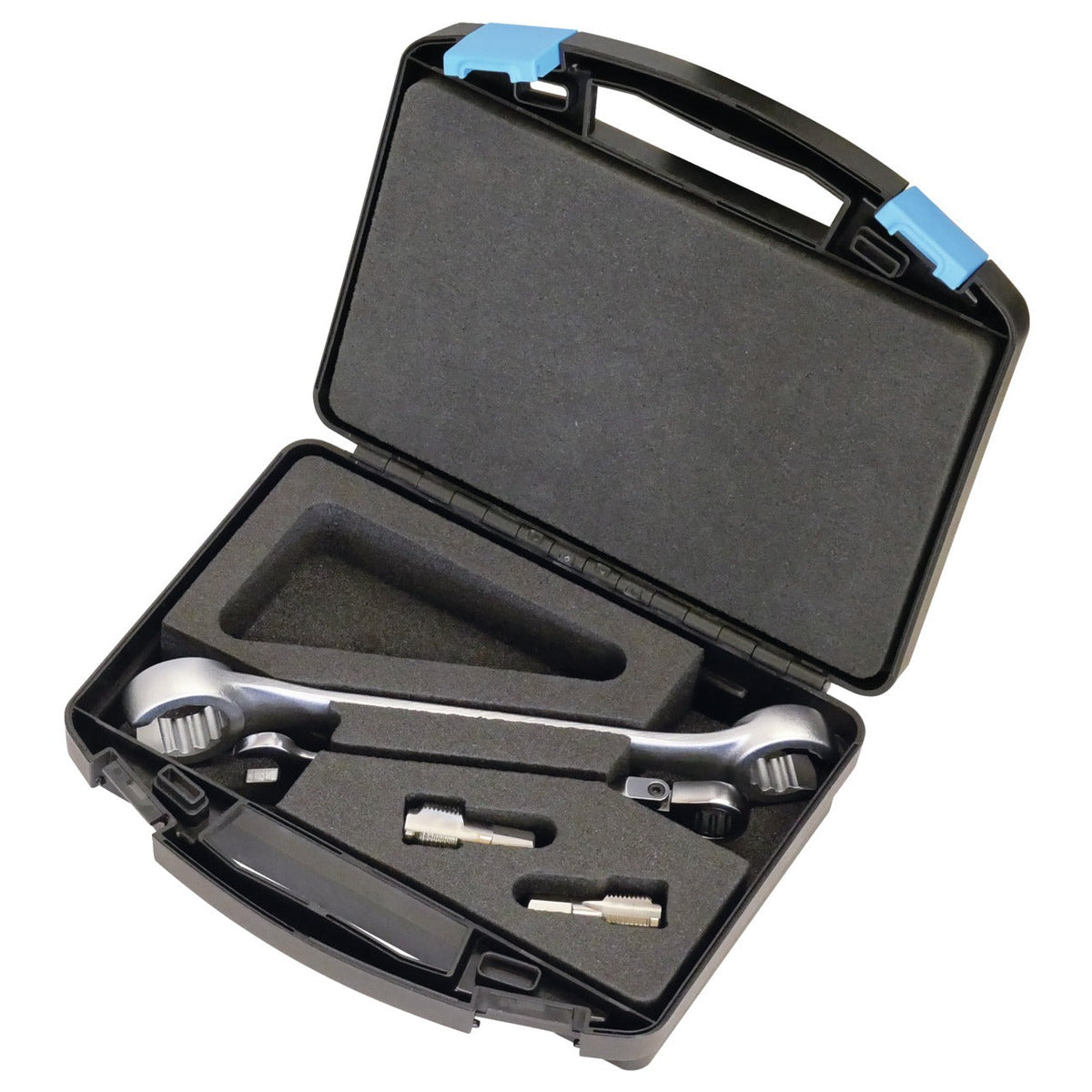 KL-0132-14 K - Kit de reparación de roscas para sensor de escape: Maletín de plástico abierto con carraca