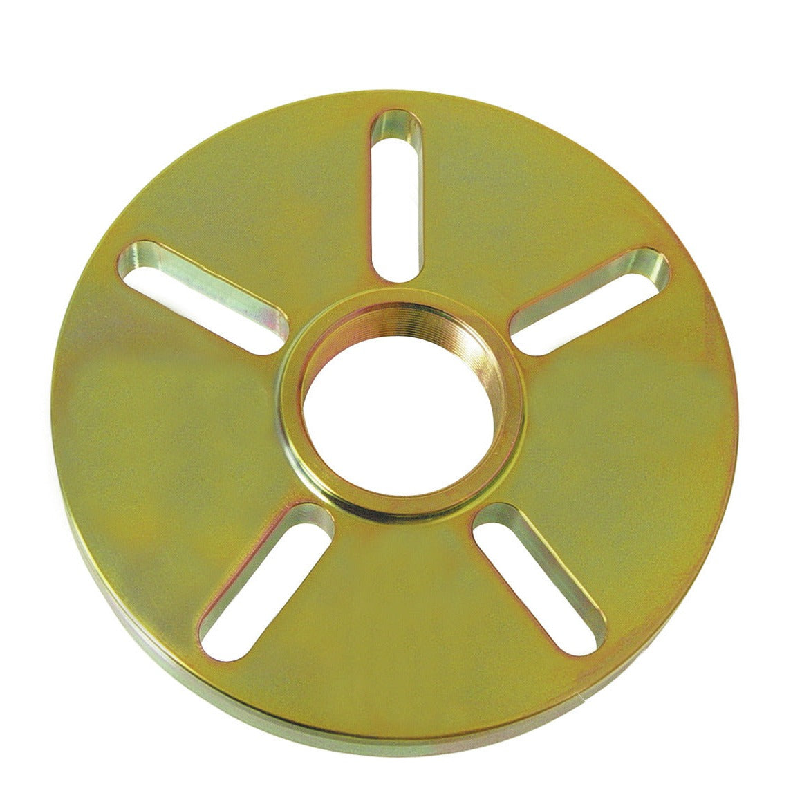 KL-0174-330 - Tamaño del disco perforado. 3 (5 hoyos): Disco metálico dorado con orificio central roscado