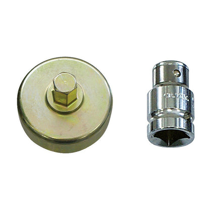 KL-0580-823 A - Llave para cigüeñal: Vaso hexagonal dorado y adaptador cromado con orificio de retención