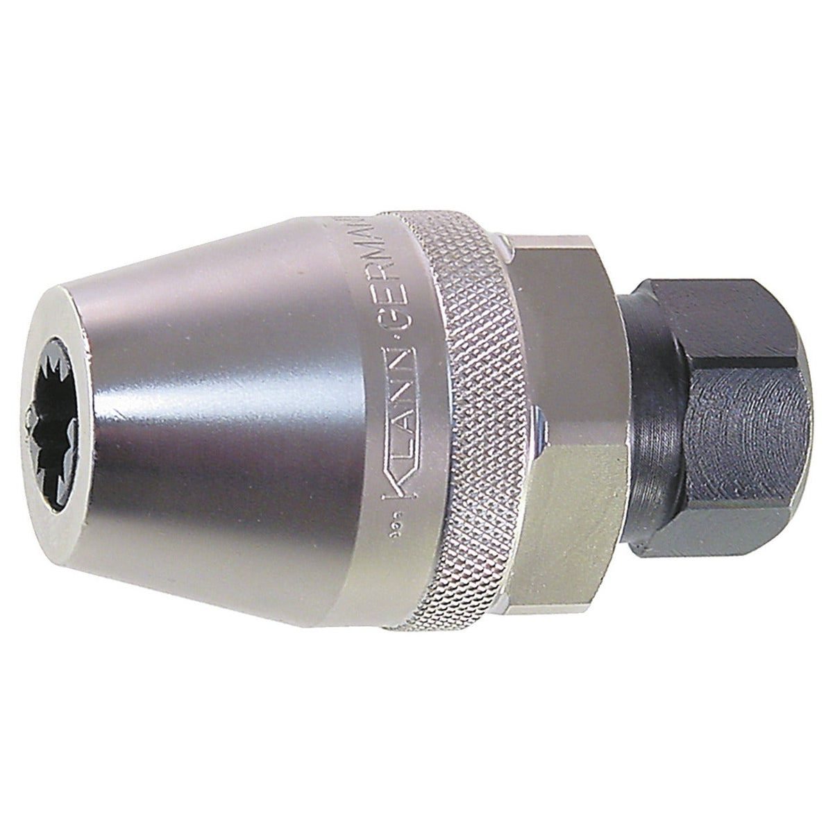 KL-0181-1 - Destornillador 3/8": Extractor de tornillos con cuadradillo hembra estriado y tuerca hexagonal negra