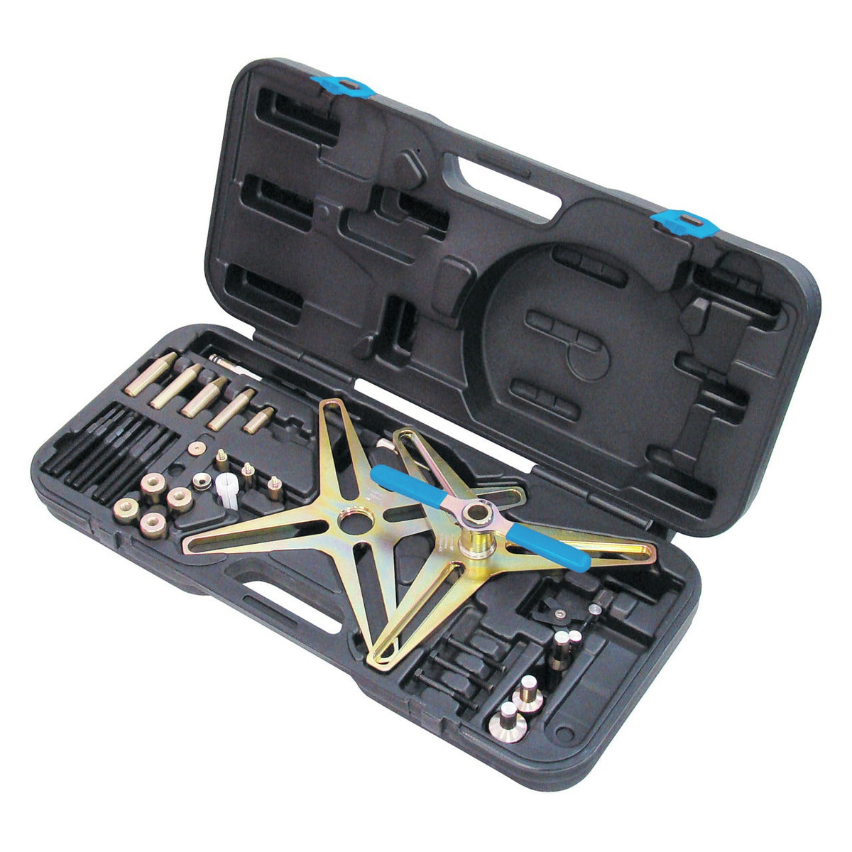 KL-0500-45 KA - Juego de herramientas de embrague SAC con herramienta de reajuste: Maletín abierto con extractor en cruz