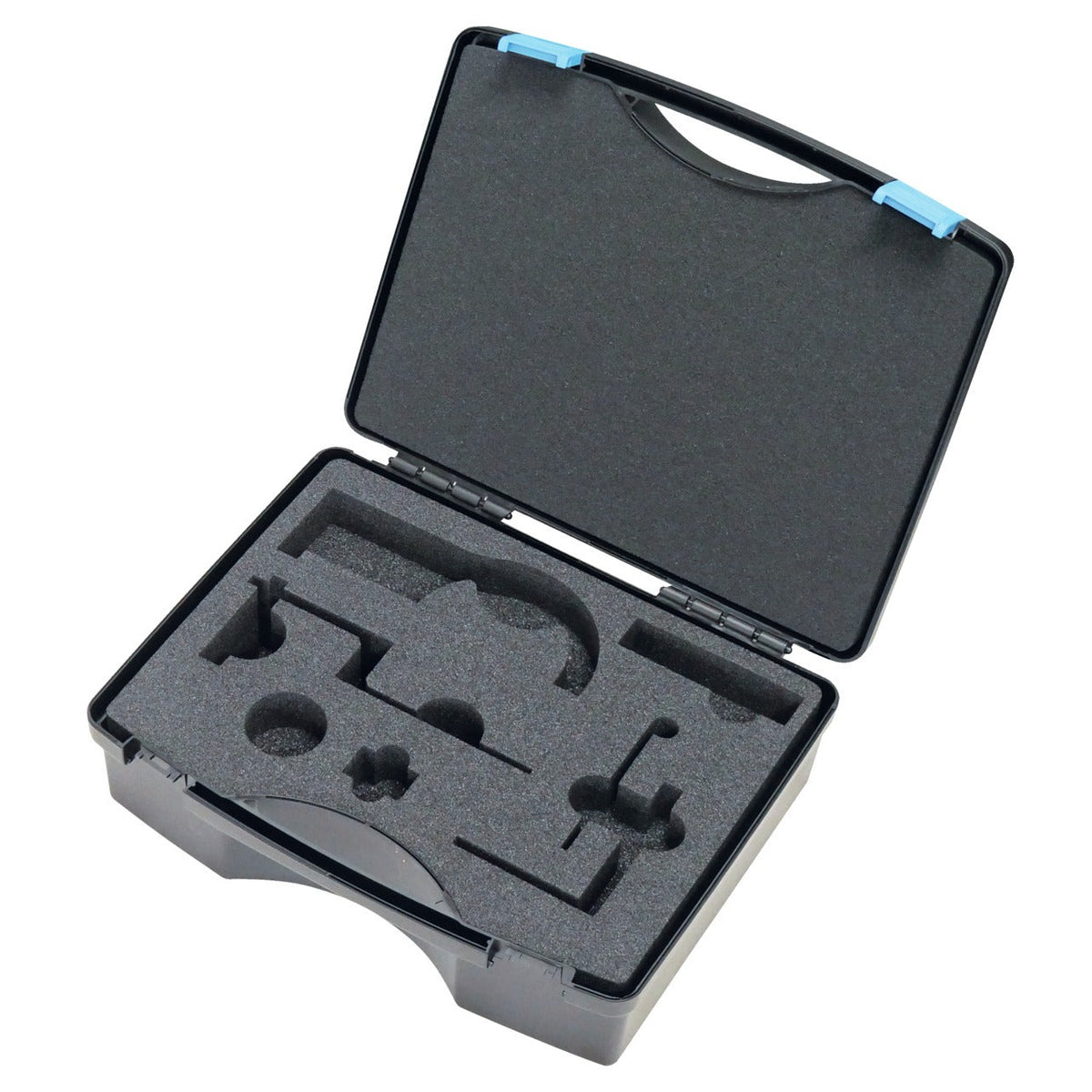 KL-0580-8290 B - Maleta con inserto: Maletín negro abierto con espuma recortada para alojar herramientas