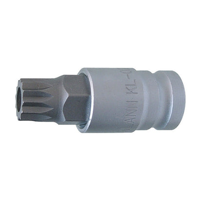 KL-0231-2 - Llave de vaso multidiente XZN M16, 60 mm: Vaso con punta multidentada estriada y cuadradillo de accionamiento