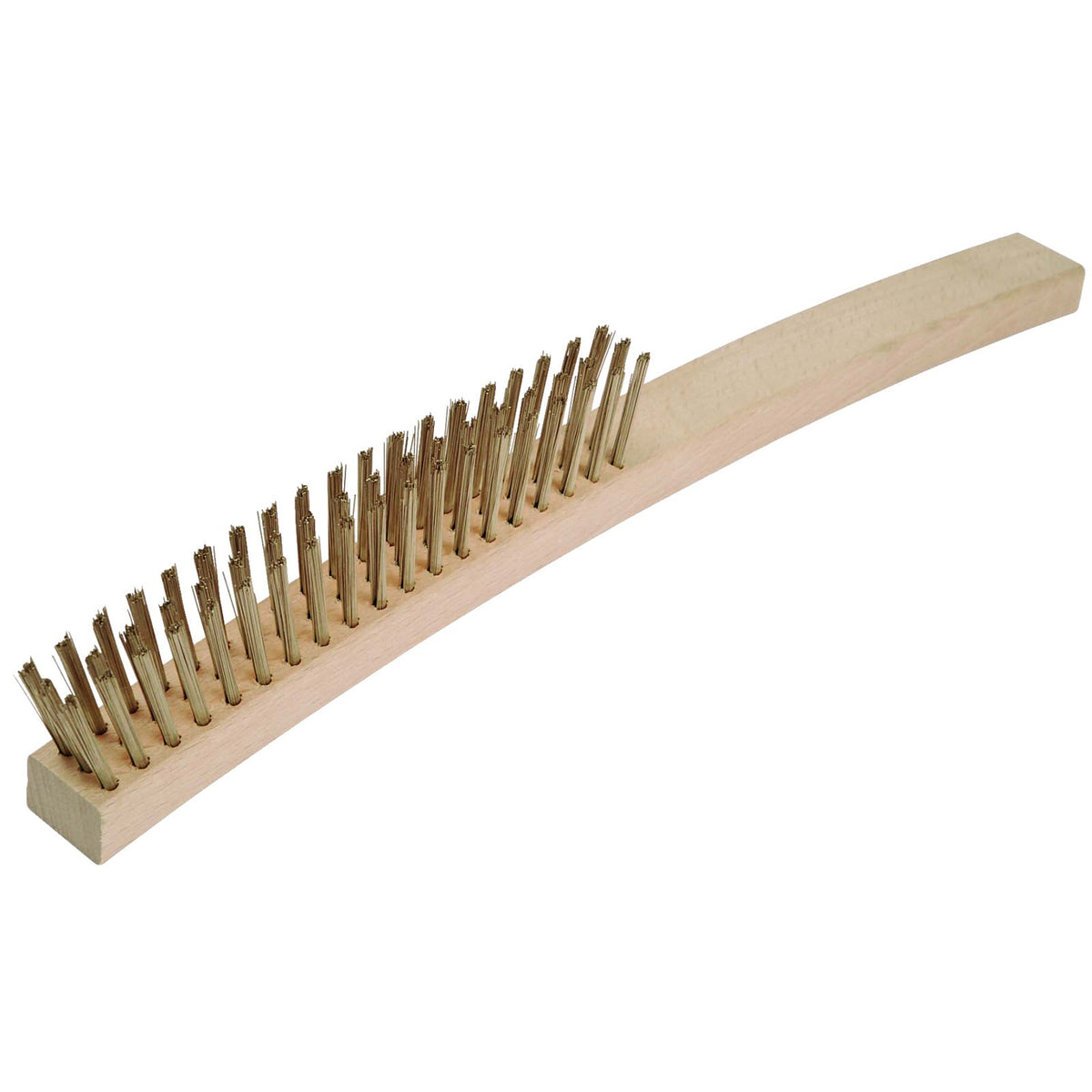 GED1750030S - Cep. 3 filas: Cepillo de alambre con mango de madera curvado y tres filas de cerdas metálicas