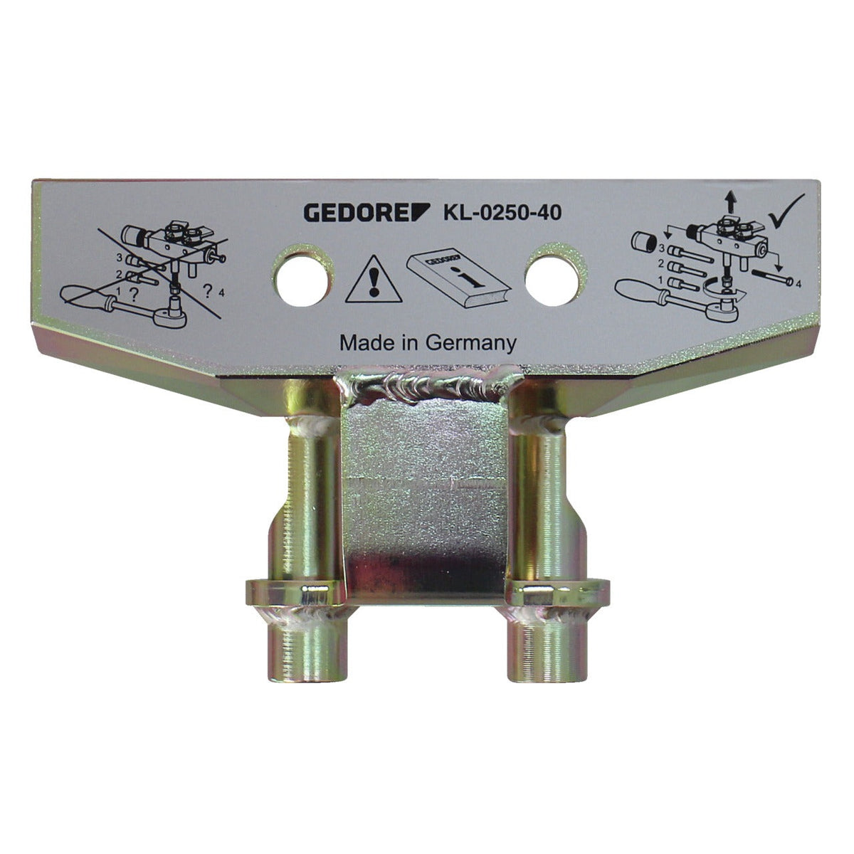 KL-0250-4001 A - Cuerpo básico con pegatina: Placa metálica con dos vástagos roscados e instrucciones de montaje grabadas