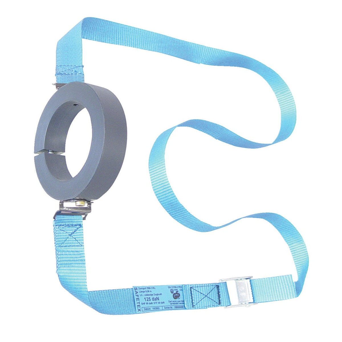 KL-0040-2290 - Cinturón de seguridad para cilindro hidráulico 10 t: Correa textil azul con anilla de sujeción