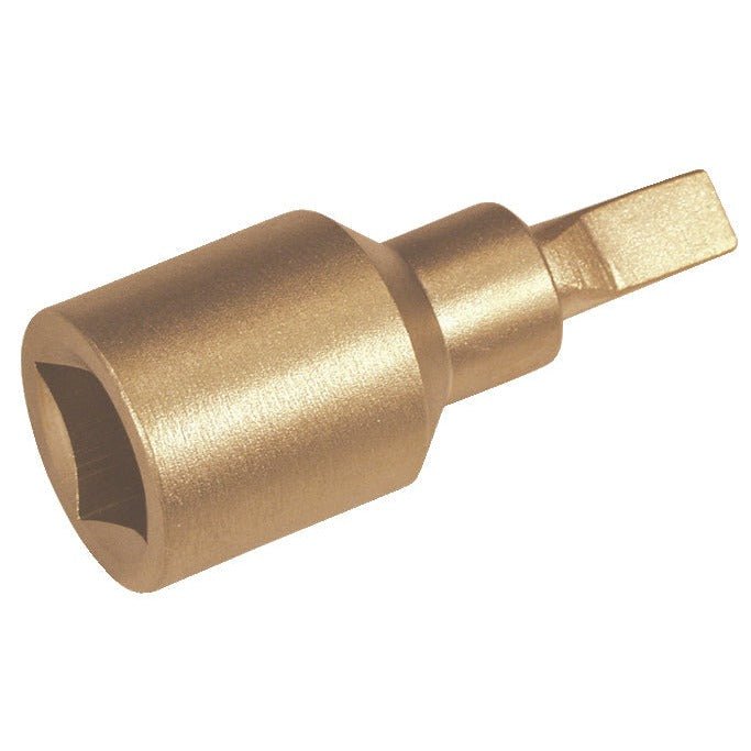 Vaso destor 1/2" plano 4mm: Vaso hexagonal con punta plana integrada, acabado cobrizo antichispa