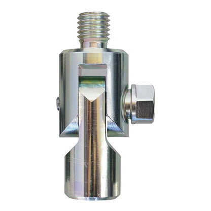 KL-0186-950 - Junta de tracción M18: Pieza metálica cilíndrica con rosca superior, ranura en horquilla