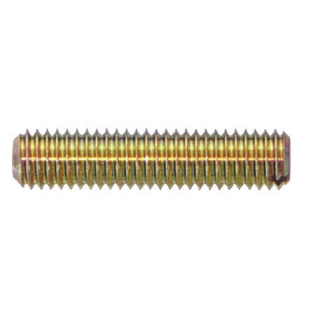 KL-0069-5011 - Tornillo de fijación M8 x 35: Varilla roscada dorada con extremo cónico ranurado