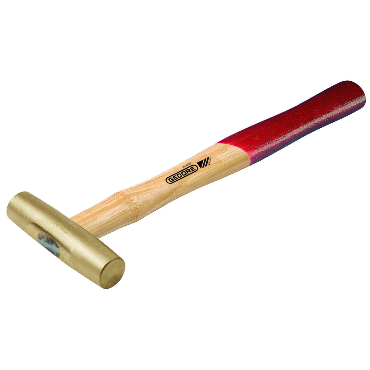 Martillo tipo americano 300 g: Martillo con cabeza de latón y mango de madera con extremo rojo