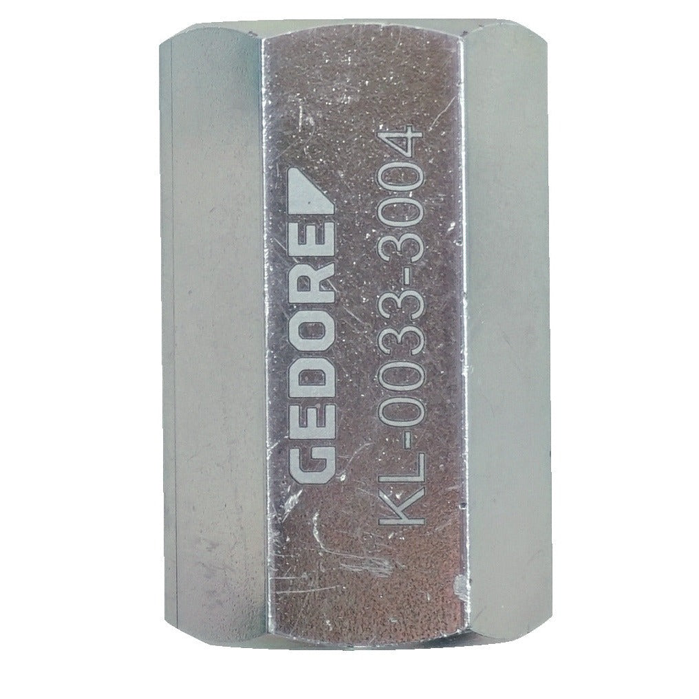 KL-0033-3004 - Tuerca de ajuste corta: Pieza metálica hexagonal con grabado láser de marca y código