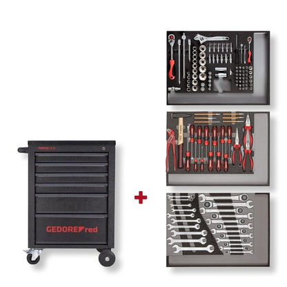 GEDORE red R21560005 - Chariot d'atelier MECHANIC avec assortiment de 129 outils