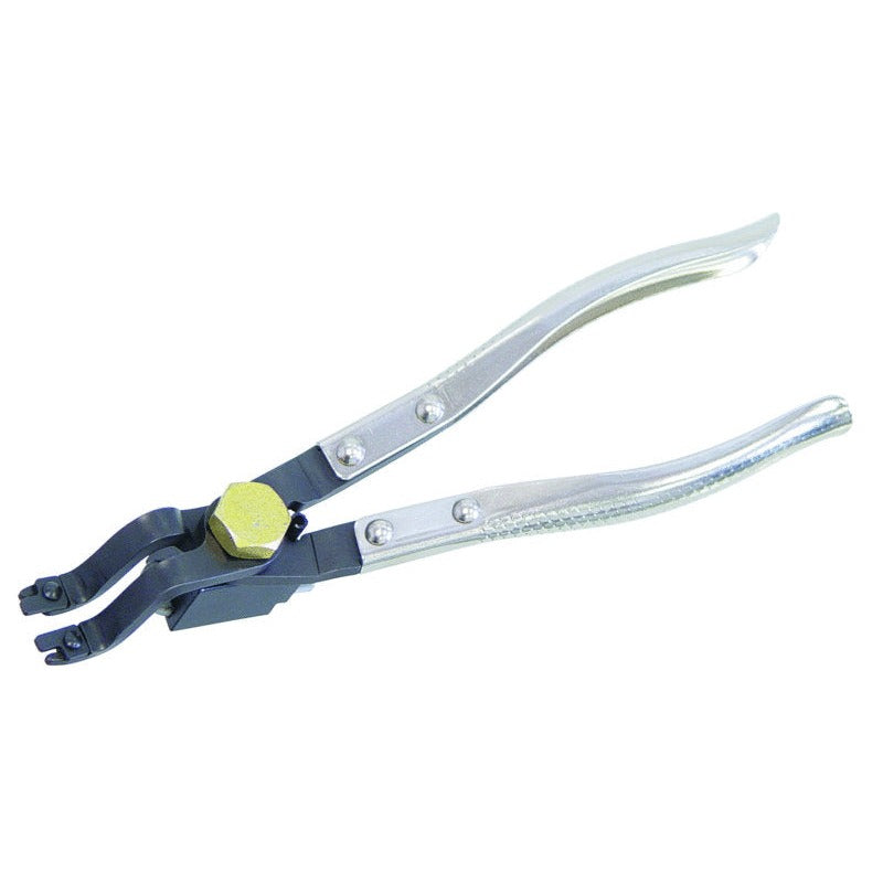 KL-0192-19 - Alicate para circlips ciegos del grupo PSA: Alicate acodado con puntas curvas y tornillo de ajuste amarillo