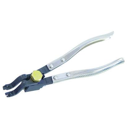 KL-0192-19 - Alicate para circlips ciegos del grupo PSA: Alicate acodado con puntas curvas y tornillo de ajuste amarillo